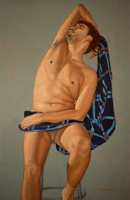 Patrícia Trindade - Man in chair, Antiek en Kunst, Kunst | Schilderijen | Modern