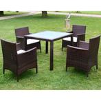 vidaXL 5-delige Tuinset met kussens poly rattan bruin, Tuin en Terras, Verzenden, Nieuw, Tuinset
