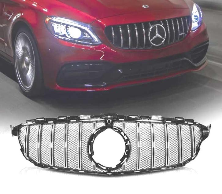 Calandre Pour Mercedes W205 18- Look Amg Gtr Noir Chromé, Auto-onderdelen, Carrosserie, Verzenden