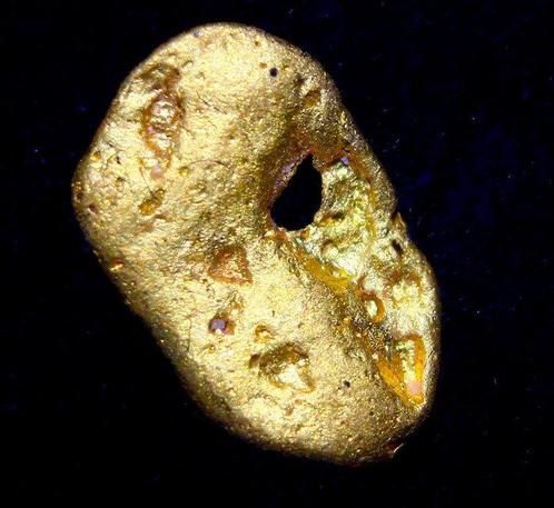 Goud Goud nugget - Hoogte: 10 mm - Breedte: 6 mm- 0.78 g -, Verzamelen, Mineralen en Fossielen