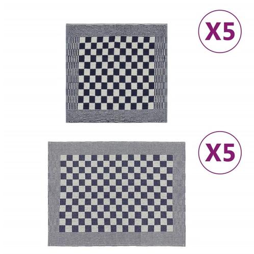 vidaXL 10-delige Keukendoekenset katoen blauw en wit, Huis en Inrichting, Badkamer | Badtextiel en Accessoires, Nieuw, Verzenden