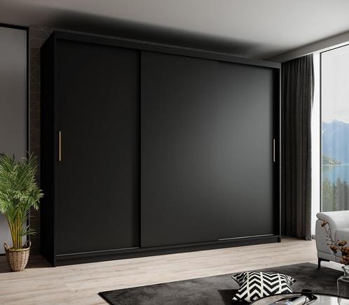 Meubella | Kledingkast mat zwart 250x62x200 schuifdeur, Maison & Meubles, Armoires | Autre, Envoi