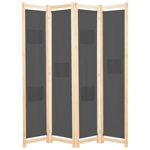 Kamerscherm Grijs 4 Panelen | Retour Deal | -51%, Huis en Inrichting, Woonaccessoires | Kamerschermen, Nieuw, Verzenden