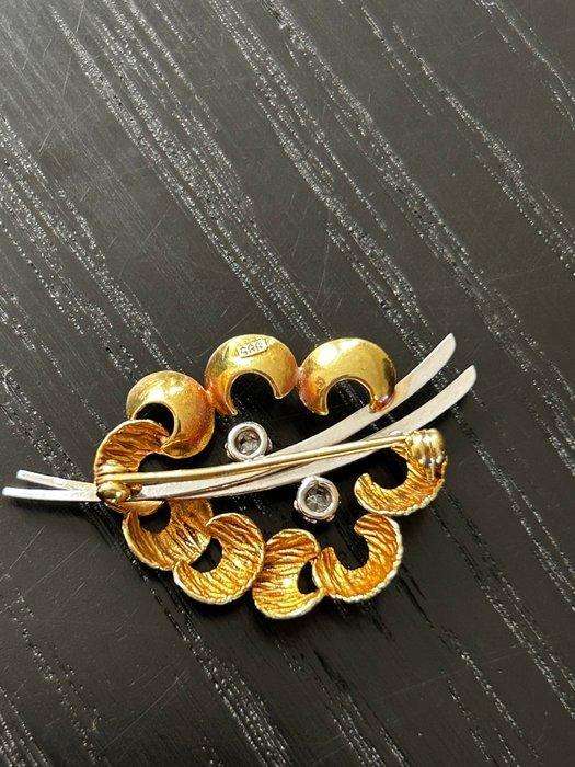 Zonder Minimumprijs - Broche - 14 karaat Geel goud, Zilver -, Handtassen en Accessoires, Antieke sieraden