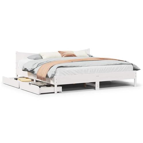 vidaXL Bedframe met lades massief grenenhout wit 180x200 cm, Huis en Inrichting, Slaapkamer | Bedden, Nieuw, Verzenden