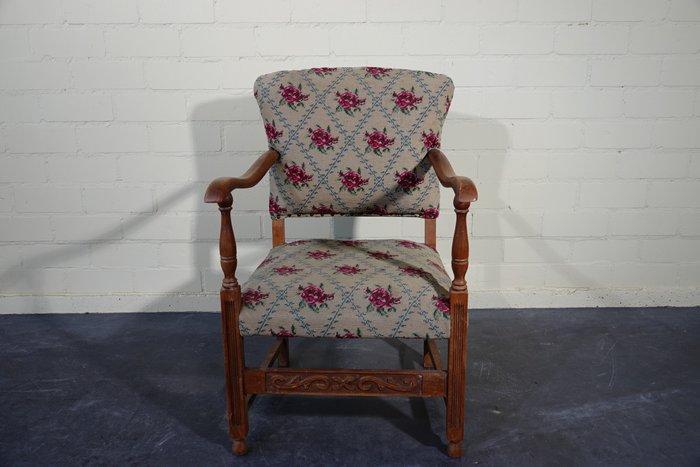 Fauteuil - Hout, Fluweel - Antieke armstoel, Antiek en Kunst, Curiosa en Brocante
