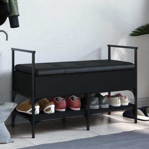 vidaXL Schoenenbank 85,5x42x57,5 cm bewerkt hout zwart, Huis en Inrichting, Overige Huis en Inrichting, Nieuw, Verzenden