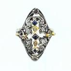 18 karaat Goud - Ring - 0.08 ct Saffier - Diamanten, Handtassen en Accessoires