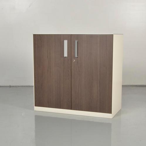 Draaideurkast Officenow - Wit - Tabak eiken - 87 x 91 cm, Huis en Inrichting, Kasten | Roldeurkasten en Archiefkasten, Gebruikt