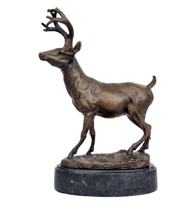 Figuur - Hert - Deer - Brons, Marmer, Antiek en Kunst, Kunst | Designobjecten