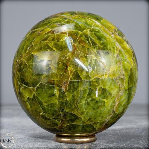 Opale verte naturelle et agate Sphère- 638.26 g, Verzamelen, Mineralen en Fossielen