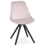 Chaise vintage 'RICKY' en velours rose et pieds en bois noir