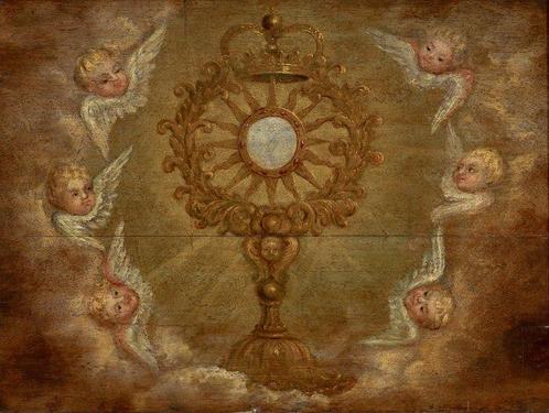 Italiaanse school (XVIII) - Aanbidding van de Eucharistie -, Antiek en Kunst, Kunst | Schilderijen | Klassiek