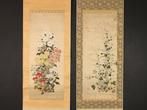 Very fine diptych Morning glory and chrysanthemum, with