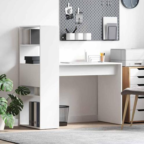 vidaXL Bureau met plank met opslag Wit 113 x 54 x 120 cm, Huis en Inrichting, Bureaus, Nieuw, Verzenden