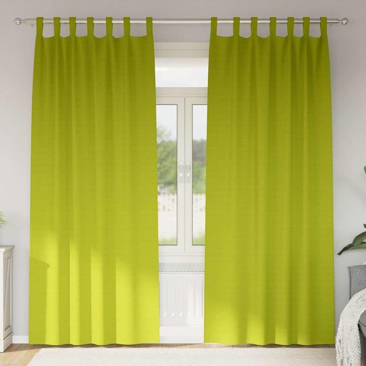 vidaXL Blackout Gordijnen met Ringen 2 pcs Groen 225 x 140, Huis en Inrichting, Stoffering | Gordijnen en Lamellen, Nieuw, Verzenden