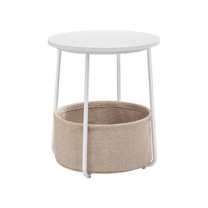 Nachtkastje met Mand - Wit/Beige | Tweede Kansje | OP=OP, Huis en Inrichting, Slaapkamer | Nachtkastjes, Nieuw, Verzenden