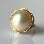 Statement ring - 14 karaat Geel goud Parel - Mabe parel van