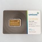 2,5 grammes - Or .999 - Umicore, Belgium - Scellé & avec, Postzegels en Munten, Edelmetalen en Baren