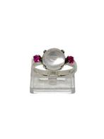 Zonder minimumprijs - Ring Zilver Robijn - Maansteen, Nieuw