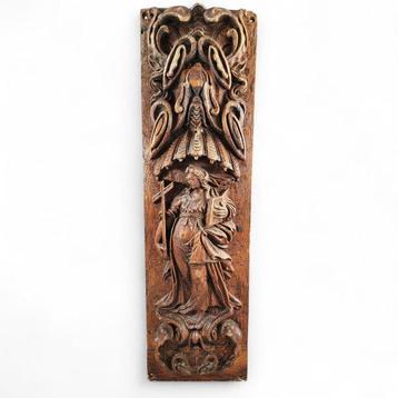 Reliëf, Allegory of Faith, circa 1700 - 60.5 cm - Eik, Antiek en Kunst