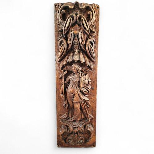 Reliëf, Allegory of Faith, circa 1700 - 60.5 cm - Eik, Antiek en Kunst, Antiek | Overige Antiek