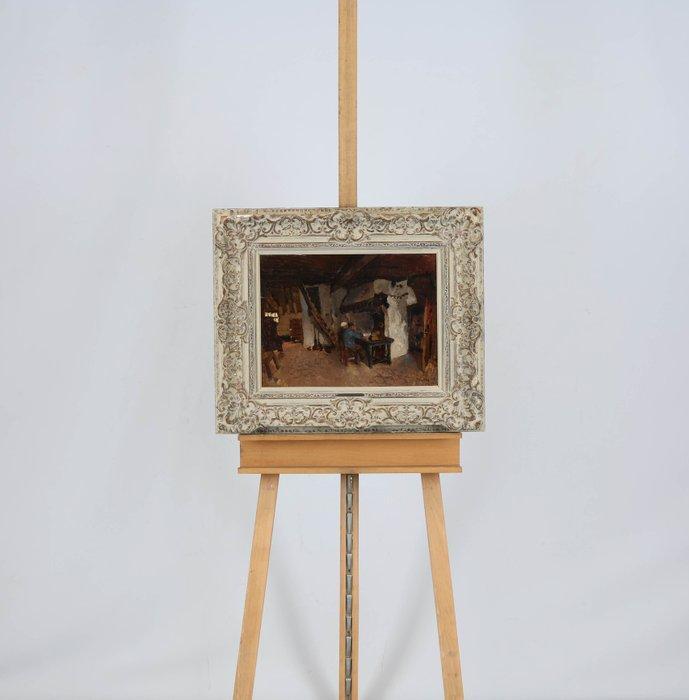 Willem Hendrik van der Nat (1864–1929) - Boeren aan tafel, Antiek en Kunst, Kunst | Schilderijen | Klassiek