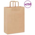 vidaXL Papieren zakken 250 st met hengsels 26x12x35 cm bruin, Diversen, Cadeauverpakkingen, Verzenden, Nieuw