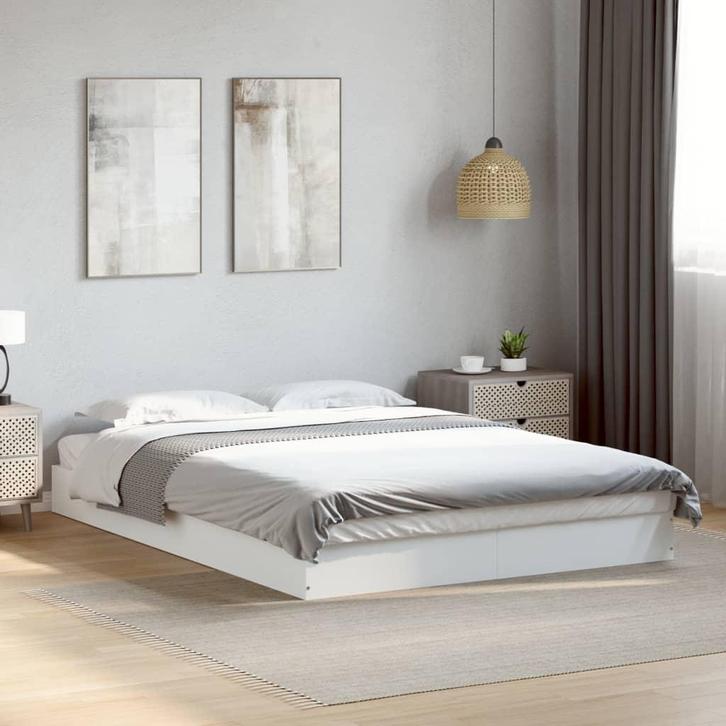 vidaXL Bedframe bewerkt hout wit 140x200 cm, Huis en Inrichting, Slaapkamer | Bedden, Nieuw, Verzenden