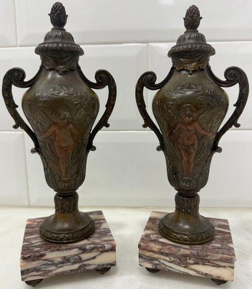 Vase avec couvercle (2) - Marbre de Carrare, Antiek en Kunst, Antiek | Overige Antiek