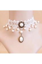 Ketting Choker Wit Kant Lolita Witte Kanten Collar Lingerie, Ophalen of Verzenden