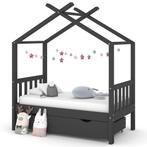 vidaXL Kinderbedframe met lade grenenhout donkergrijs 70x140, Verzenden