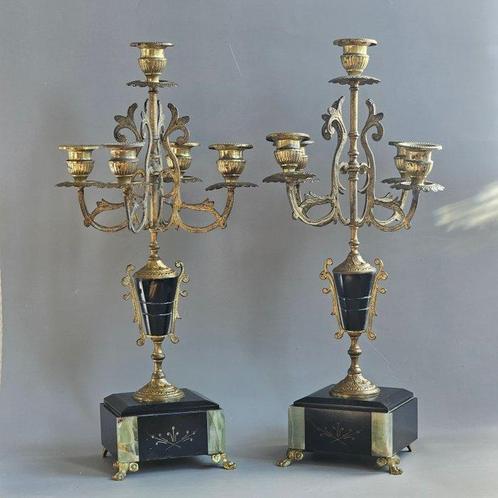 Kandelaber (2) - Brons, Marmer, Onyx, Antiek en Kunst, Antiek | Overige Antiek
