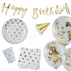 Gouden Happy Birthday Decoratie Set 6 delig, Nieuw, Verzenden