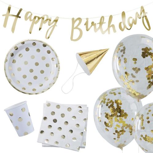 Gouden Happy Birthday Decoratie Set 6 delig, Hobby & Loisirs créatifs, Articles de fête, Envoi