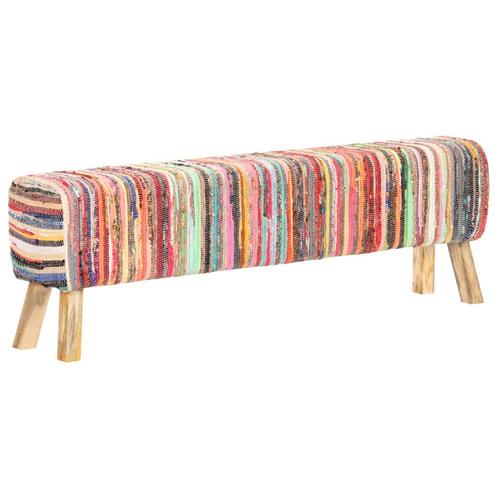 vidaXL Bankje 160 cm chindi stof meerkleurig, Huis en Inrichting, Overige Huis en Inrichting, Nieuw, Verzenden