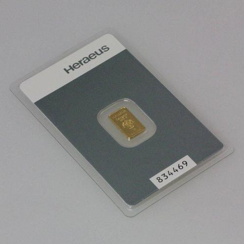 1 gram - Goud .999 - Heraeus, Germany - Verzegeld en met, Postzegels en Munten, Edelmetalen en Baren
