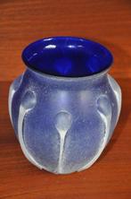 Murano - Vaas - Scavo - gezandstraald kunstglas - blauwe, Antiek en Kunst