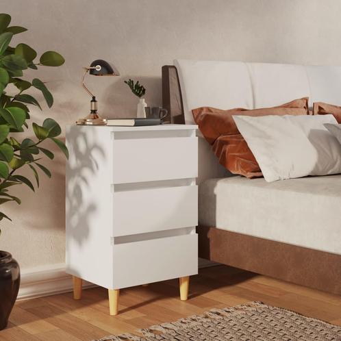 vidaXL Nachtkastje met massief houten poten 40x35x69 cm wit, Huis en Inrichting, Slaapkamer | Nachtkastjes, Nieuw, Verzenden
