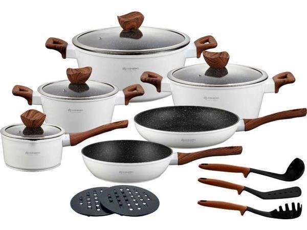 Veiling - 15-delige Luxe Pannenset van Gesmeed Aluminium, Huis en Inrichting, Keuken | Potten en Pannen