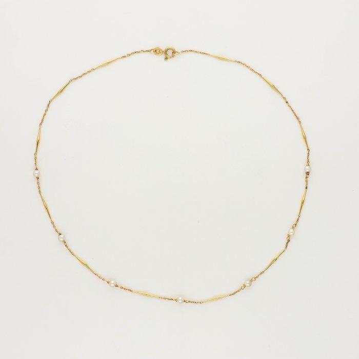 Halsketting - 18 karaat Geel goud Parel, Handtassen en Accessoires, Kettingen