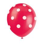 Rode Ballonnen Witte Stippen 30cm 6st, Nieuw, Verzenden