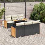vidaXL 7-delige Loungeset met kussens poly rattan acacia, Tuin en Terras, Verzenden, Nieuw, Loungeset