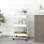 vidaXL Keukentrolley 3-laags 42x35x85 cm ijzer en ABS wit, Verzenden, Nieuw