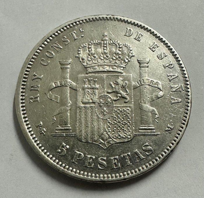 Spanje. Alfonso XIII. 5 Pesetas 1891*91 PGM (Zonder, Postzegels en Munten, Munten | Europa | Niet-Euromunten