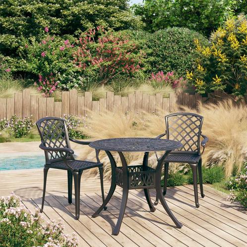 vidaXL 3-delige Bistroset gietaluminium zwart, Tuin en Terras, Tuinsets en Loungesets, Nieuw, Verzenden