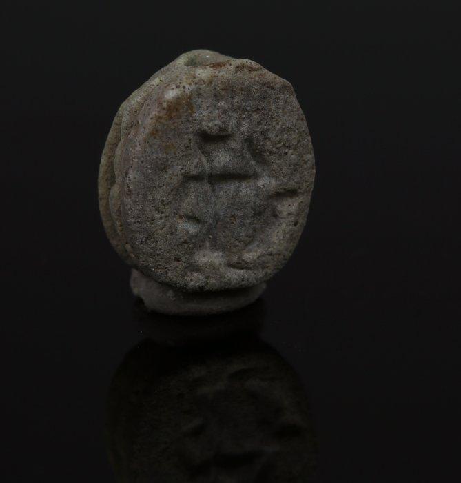 Oude Egypte, late periode Speksteen Scarabee met menselijke, Verzamelen, Mineralen en Fossielen
