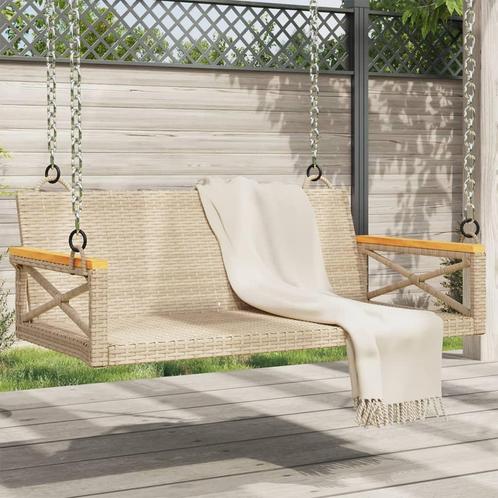 vidaXL Schommelbank 109x62x40 cm poly rattan beige, Tuin en Terras, Tuinsets en Loungesets, Nieuw, Verzenden