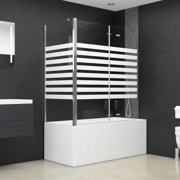 vidaXL Badwand gestreept 120x68x130 cm gehard glas, Doe-het-zelf en Bouw, Sanitair, Nieuw, Verzenden