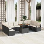 vidaXL 11-delige Ligbed Set met Kussens Zwart Poly Riet, Verzenden, Nieuw